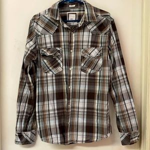 BKE Men’s Pearl Snap Shirt-Medium